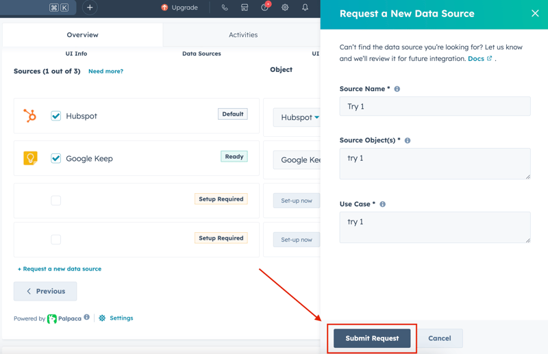 DS request - sidebar button