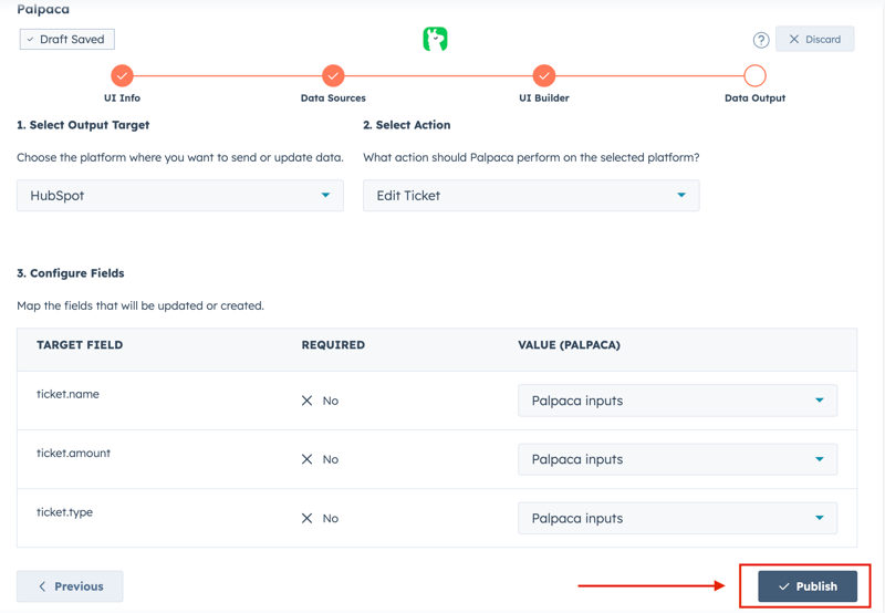 data output - publish