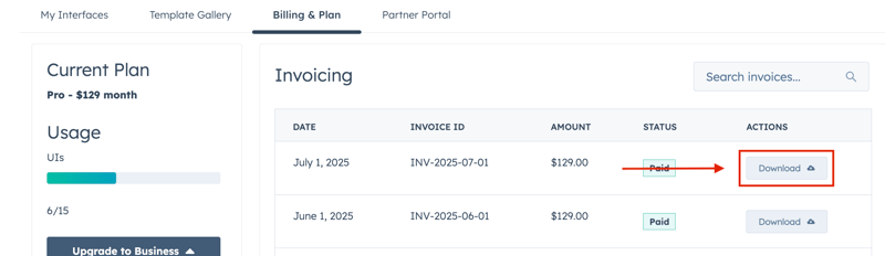 invoicing - button